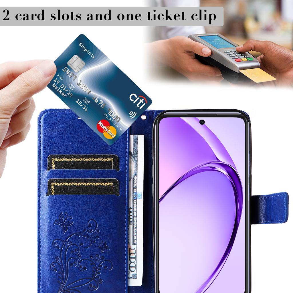 For Oppo A5x 5G/A3x 4G/5G (India)/A3 4G/5G/A60 5G/A40 4G/A40M 4G Wallet Case Floral Butterfly Imprinted Leather Phone Cover