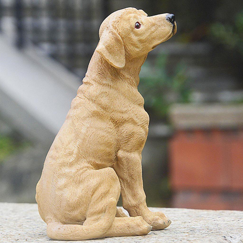 Simulation Sturdy Dog Statue Resin Dog Figurine for Outdoor Decor Home Car Ornament