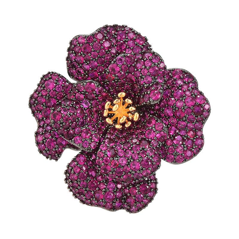 Autumn New Women's Copper Brooch Exquisite And Elegant Temperament Purple Flower Style Brooch