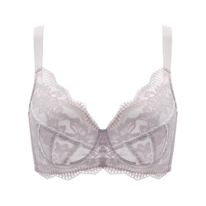 Large Size Underwear Women's Fat Mm Big Breasts Show Small Gathering, Upper Support, Anti-sagging Adjustment Type Thin Bra Cover