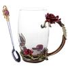 Rose Flower Cup Enamel Water Cup Heat-resistant Glass Cup Enamel Coffee Tea Cup Mug 3D Rose Butterfly Glass Cups Wedding Gift