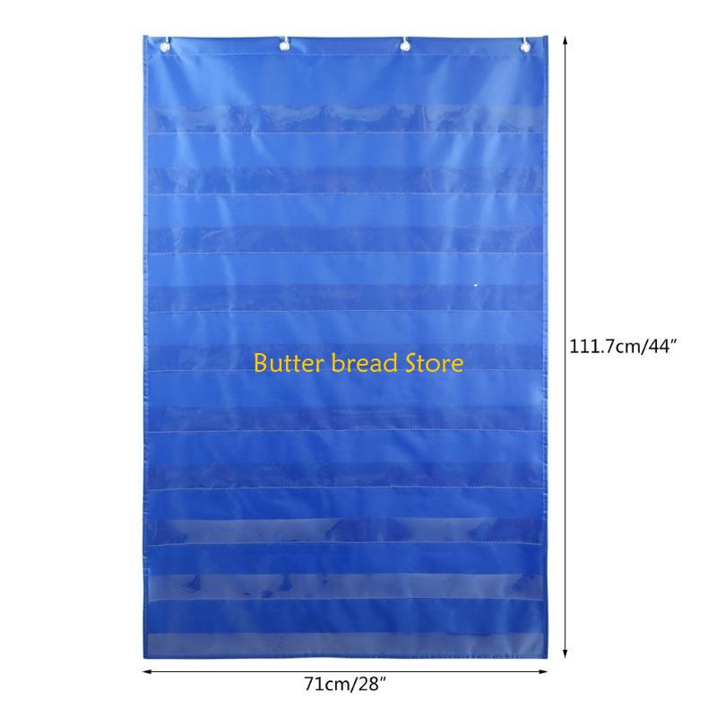 W89C Learning Pocket Chart Sentence Strips Holder Teaching Hanging Bag with Hook