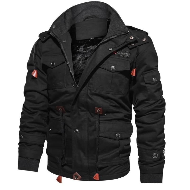 Autumn Winter Men's Warm Jacket Jacket Multi-pocket Zipper Lapels Thickened Cotton-padded Jacket Military Pilot Jacket