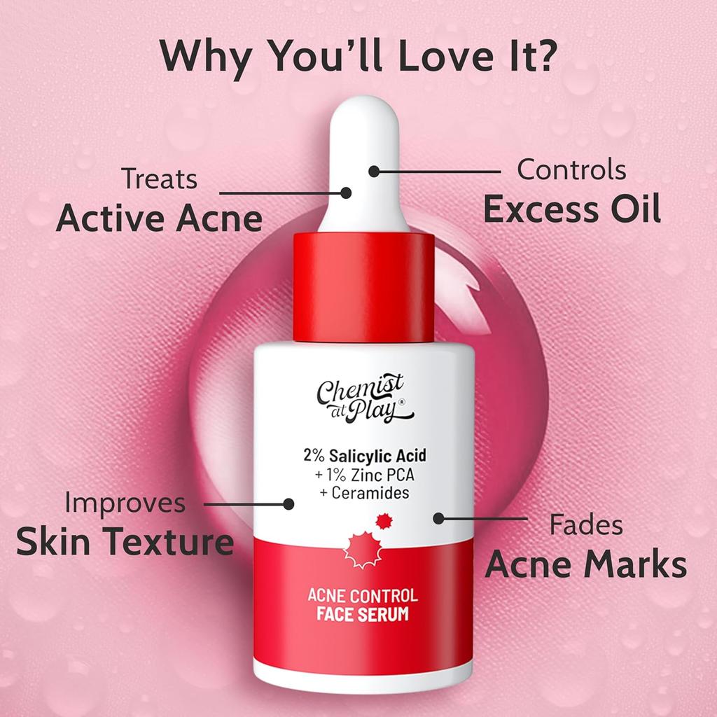 Chemist At Play 2% Salicylic Acid Face Serum For Oil Control, Pore Care And Smooth Skin Texture 30 Ml