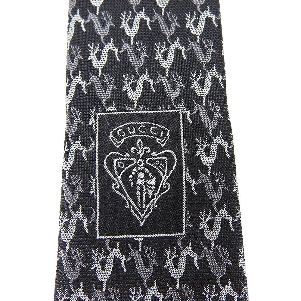 USED GUCCI necktie silk black business Fashionable Overall handle mens
