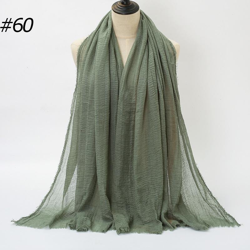 Solid Color Wrinkled Cotton-Linen Feel Women's Headscarf with Fur Edge