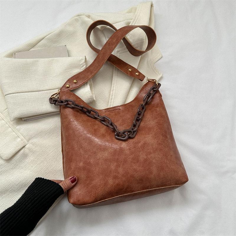 

Осень и зима поездка на работу сумка большой вместимости женская новая 2025 ретро мода плиссированная на плечо сумка-тоут сумка под мышкой коричневый