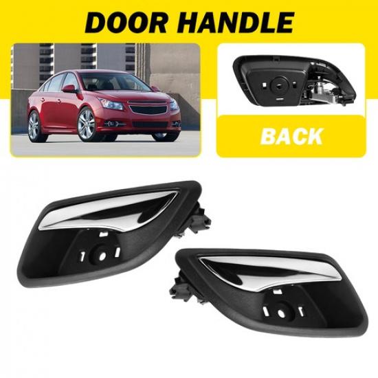 

Black+Chrome Door Handle Assy Interior Pair Fit 2011-2015 Chevy Cruze Left+Right