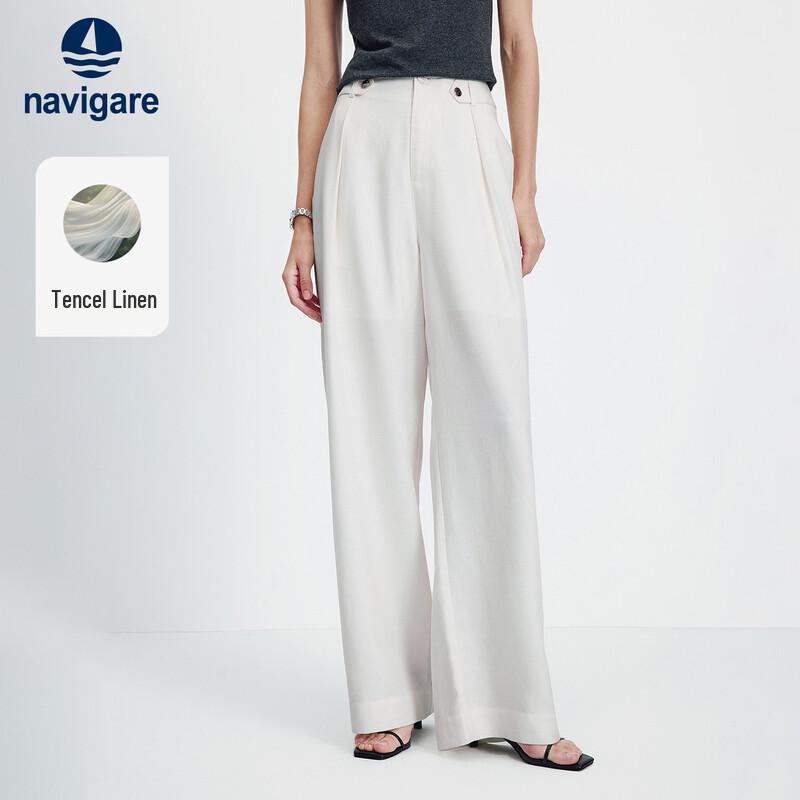 Navigare Women s Tencel Linen Wide-Leg Pants M
