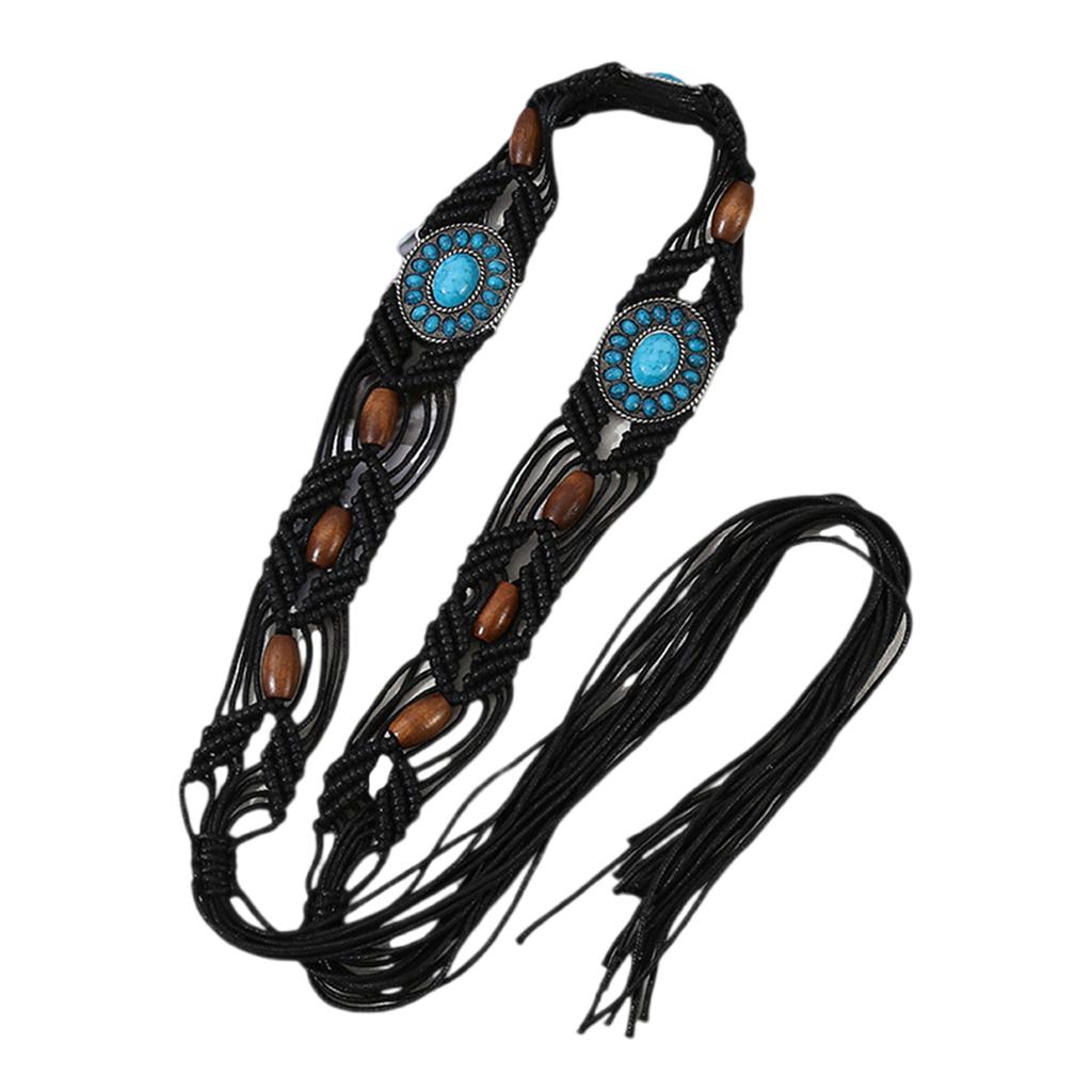 Hot Girl Cowgirl Waistband Western Woven Bohemian Style Tie Belt with Woven Beads Cowgirl Girls Waistband
