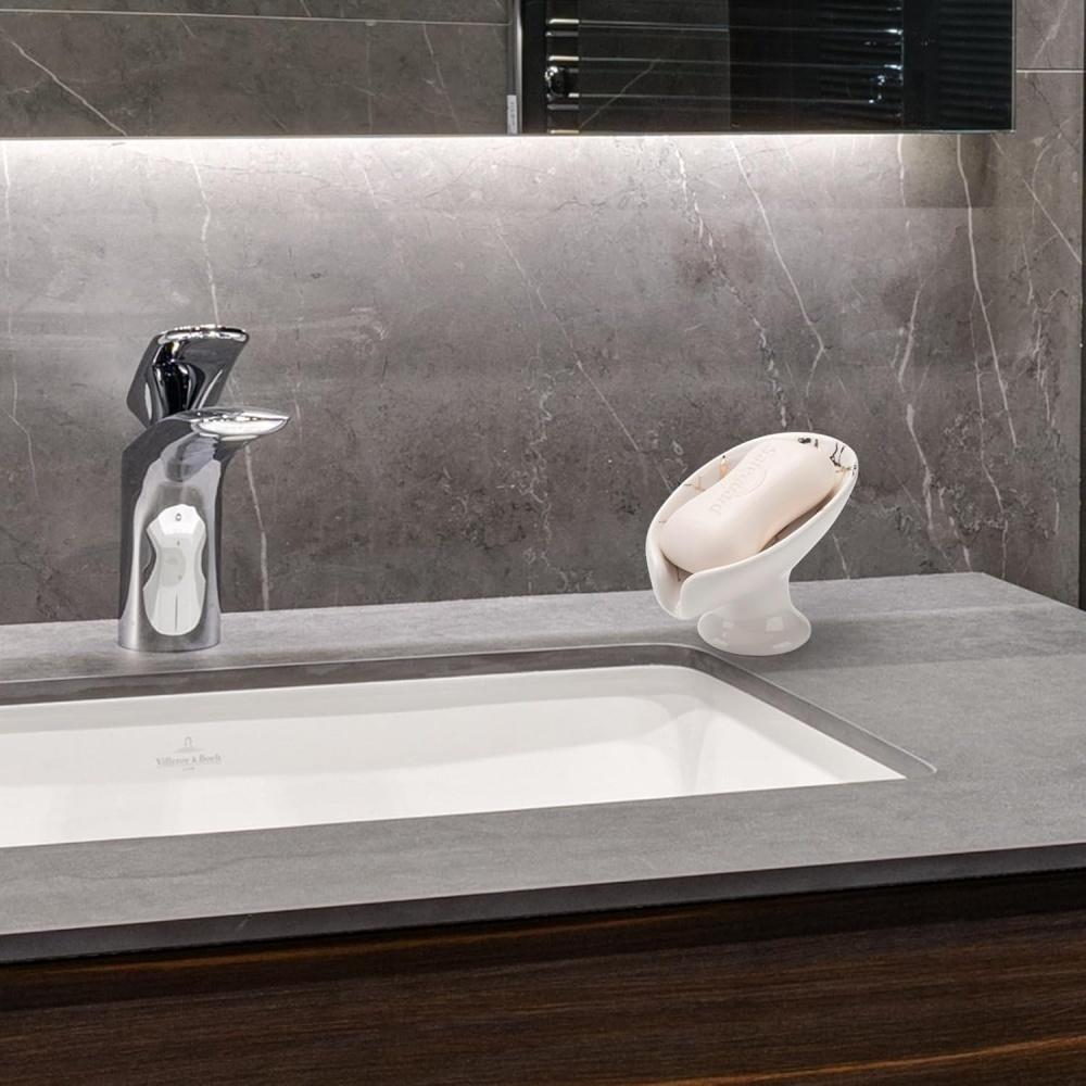 NEW 1PC Ceramic Leay Shower Soap Holder Bathroom Suppliesaf Shape Box Water Guide Hole Dish Storage Plate Tr