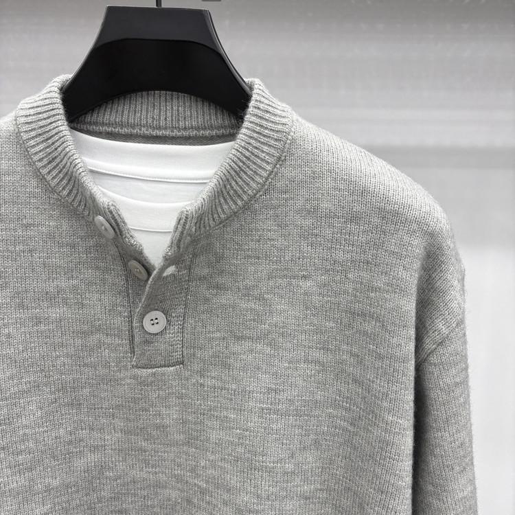 Men's High Gram Weight Solid Color Crew Neck Knit Sweater - New 2025 Casual Fashion
