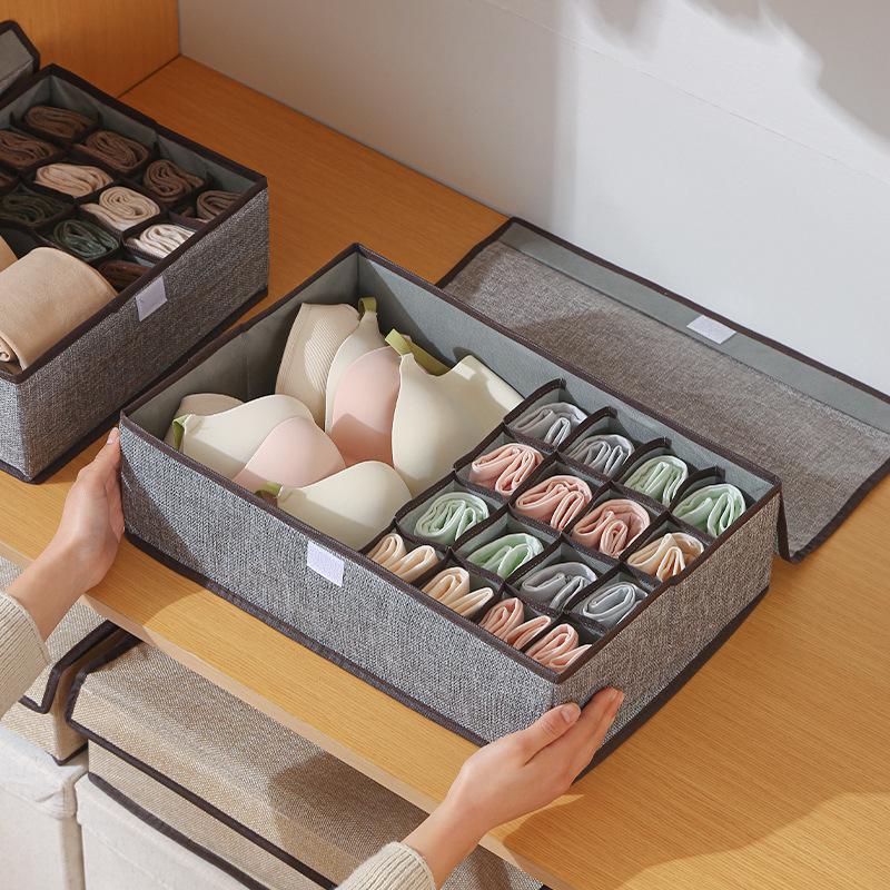 Foldable Underwear & Sock Organizer with Lid for Bedroom Drawers