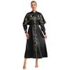 Womens Metallic Trim Church Choir Robe Stand Collar Long Sleeve Button Loose Dress