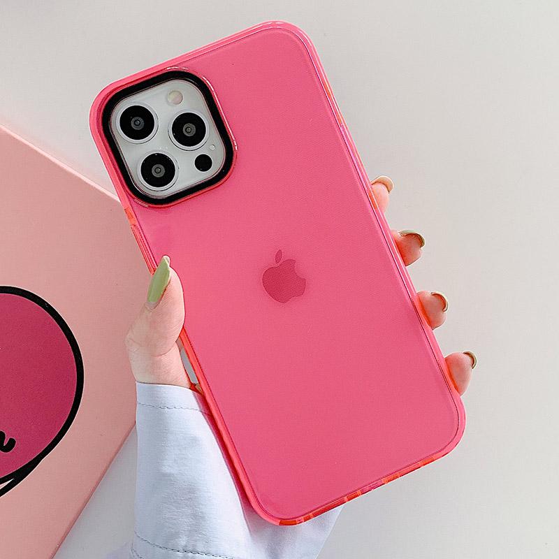 Neon Fluorescent Color Phone Case For iPhone 17 16 15 14 Pro Max Air 16e 11 12 13 Mini Frame Protective Silicone Cover
