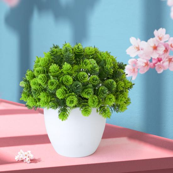 Plant Bonsai Easy Care Vivid UV-resistant Pretty Small Grass Plants Pot Ornament for Wedding