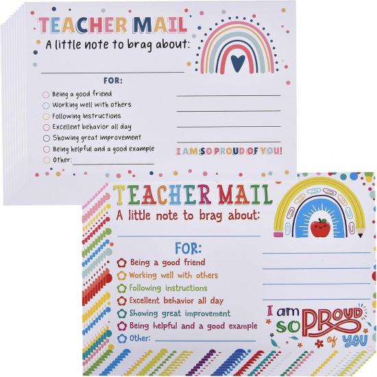 100PCS 4×6" Teacher Notes to Parents - for Teacher Must Haves,Mail to Parents,Classroom Supplies,Elementary and Daycare Essentials (4×6", Smiling