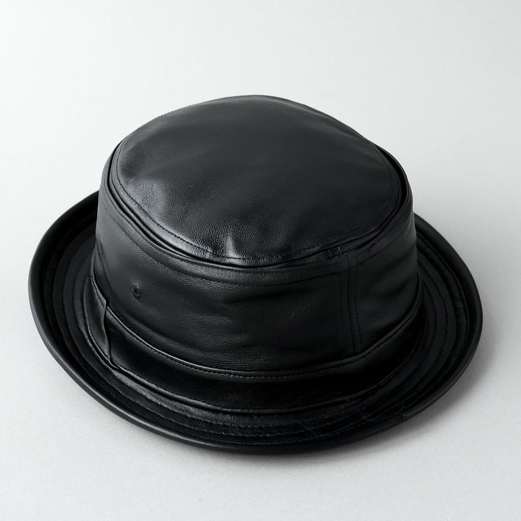 Reck Hatter Γνήσιο Δέρμα Αρνιού Καπέλο Pork Pie για Άνδρες Χειμώνα, RH-326, Μαύρο, Άνοιξη, Φθινόπωρο,