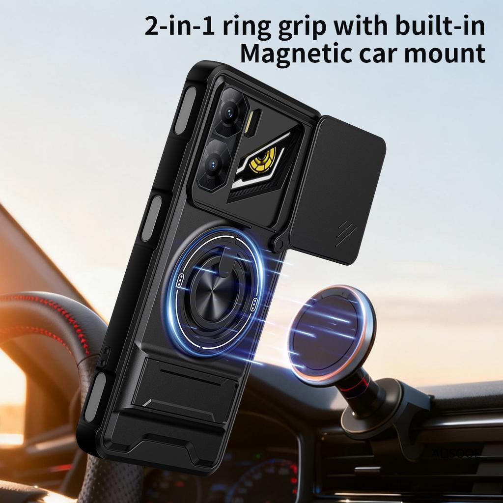 Hülle für Nubia Neo 3 5G Hülle Drehbar Schiebbarer Kamera-Schutzring Ständer Stoßfeste Abdeckung Capa Funda