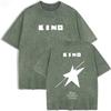 T-shirt Noir Lavé Vintage 2026 Graphique Étoile Rétro Inspiré du Rock Soviétique Coupe Ample Homme Streetwear Décontracté Manches Courtes