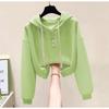 Hooded Long Sleeved Hoodie for Women New Korean Version Short Style Loose Solid Color Versatile Fashionable Niche Top Trend