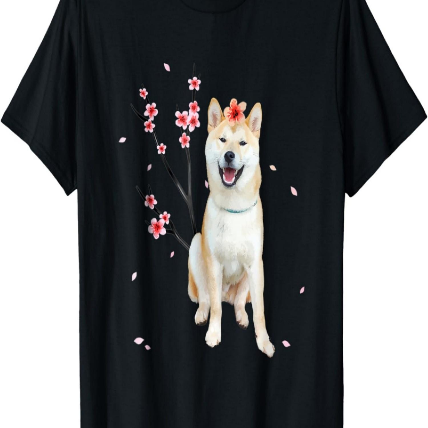 Shiba Inu Dog Pet Love  Cherry Blossom Flower T-Shirt S