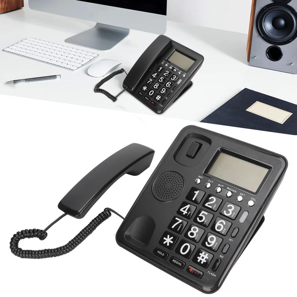 Corded Telephone Caller ID Full Hands   Fixed Landline with Blue Screen for