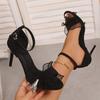 Fashion Black Mesh Thin High Heel Sandals Women Summer 2025 Ankle Buckle Stiletto Heel Party Shoes Woman Elelgant Peep Toe Sandalias