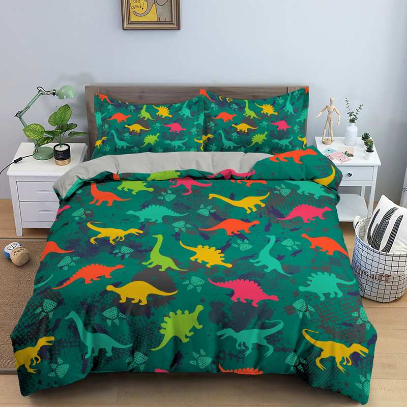 Comforter Cartoon Dinosaur Animal Bedding Set 3D Print Comforter For Kids Girl Boy Bedroom Double Single Size