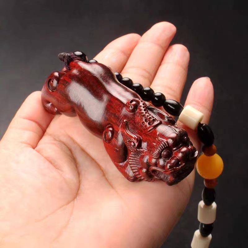 Small-Leaf Red Sandalwood Pendant: Wealth-Attracting Pixiu, Gourd, Dragon, Tortoise Design