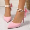 Fashion High Heels Women Spring and Autumn New Pearl Foot Loop Lace-up Pointed Toe Light Mouth Sexy Stiletto Sandals