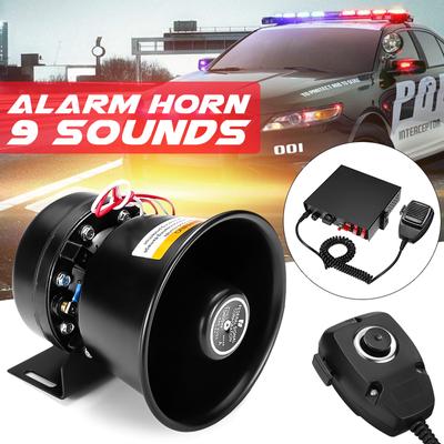 12V 400W 150dB 9 Tones Alarm Horn Loud Car Polices Siren + Mic PA Speaker Warning/Recording Electronic Bell Volume Adjustable