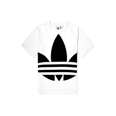 adidas Originals T-shirt Boxy Trifoglio Grande con Stampa Logo Oversize Uomo Top Bianco FM9903