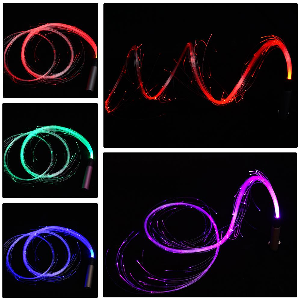 Disco Dance Whip Party Led Fiber Optic Dancing Whips Rechargeable Glowing Whip Sparkle Flow Toy Light Up 360° Swivel Rave EDM