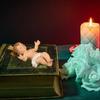 Baby Jesus Doll Statue Holy Infant with Crucifix Ornament Religious Jesus Figurine Home Church Christmas Craft Decoration Gift