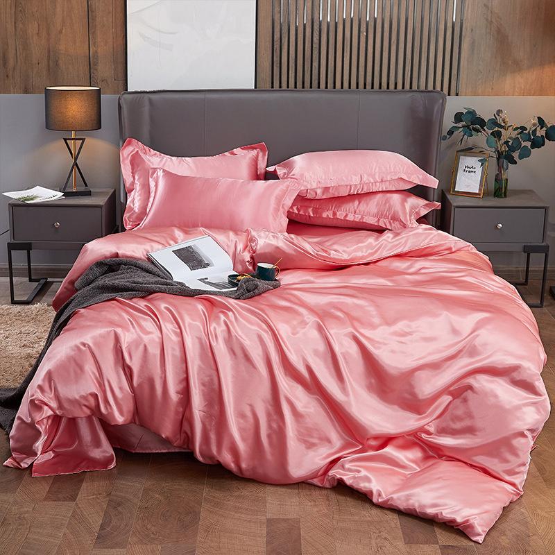 4 PCS Bedding Set Luxury Mulberry Silky Blending Bedding Set Satin Duvet Cover Set High End Single Double Comforter Cover
