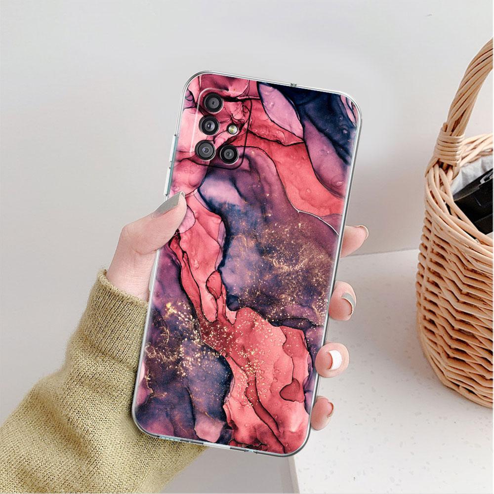 Marble Pattern Clear Case For Samsung Galaxy A52 A12 A51 A32 A21s A71 A32 A22 A50 A70 A31 A72 5G Phone Cover