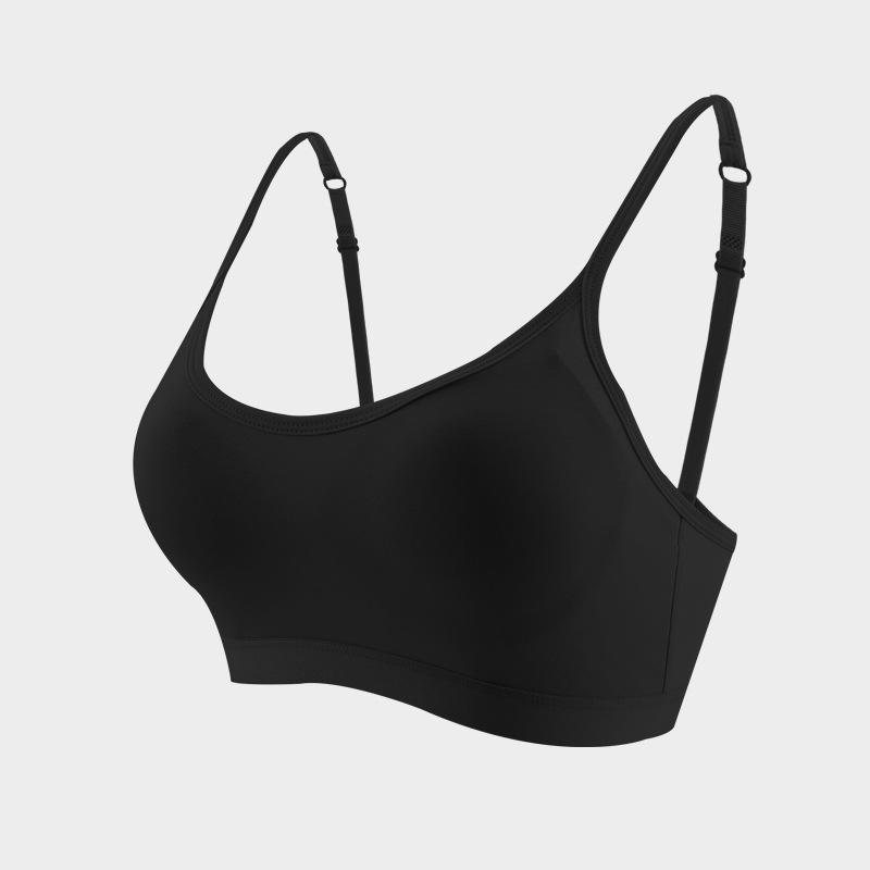 

Женский дышащий хлопковый спортивный бюстгальтер с фиксированными чашками - японский и корейский стиль 2XL чёрный