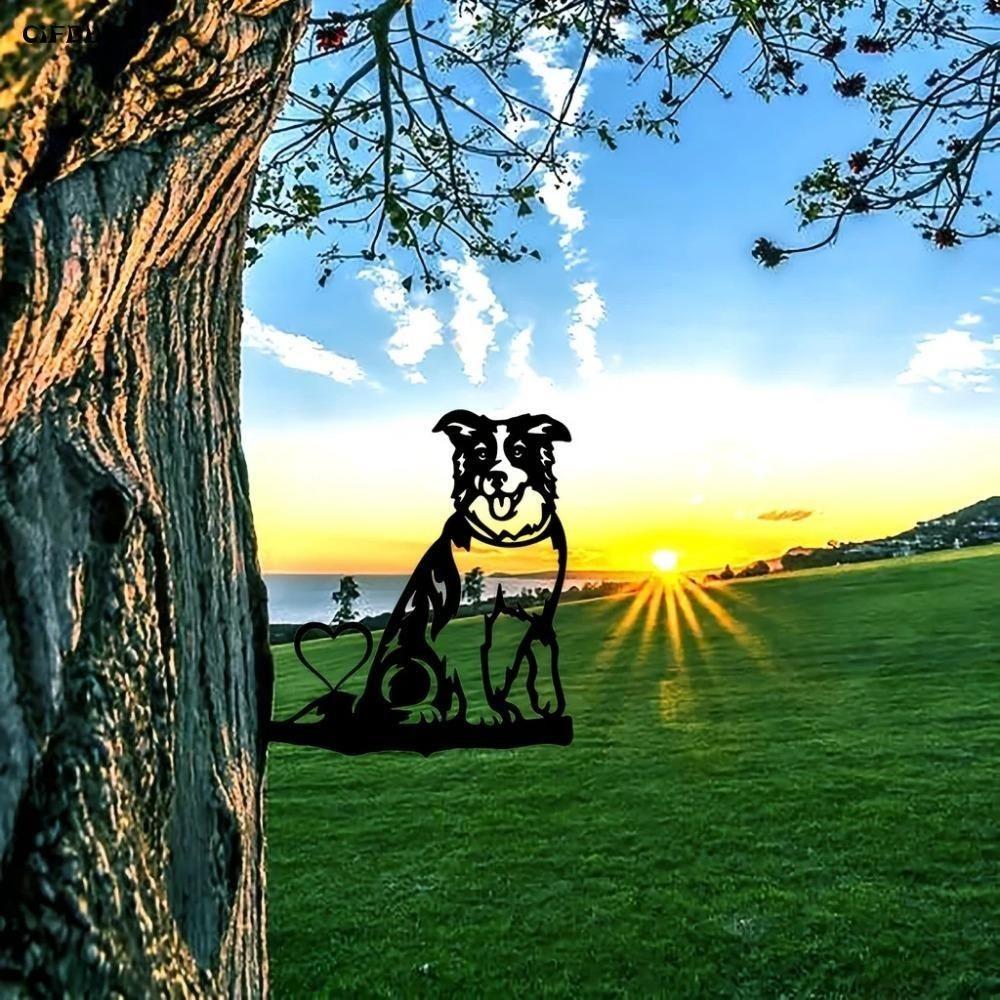 Handgeschmiedete Hundefigur Terrassendekoration Rostbeständige Gartenkunst