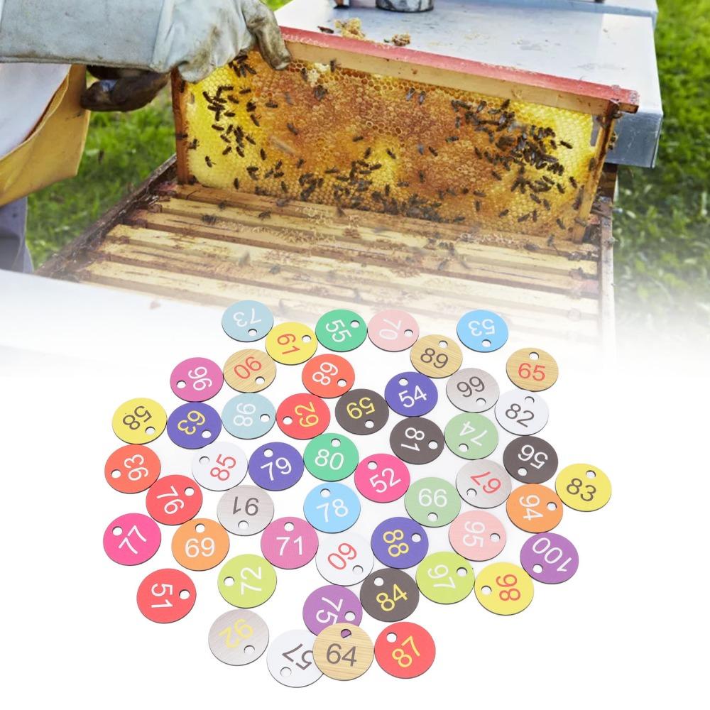 50Pcs Bright Colorful Round Number Labels ABS Number Labels Plastic Number Labels Beekeeping