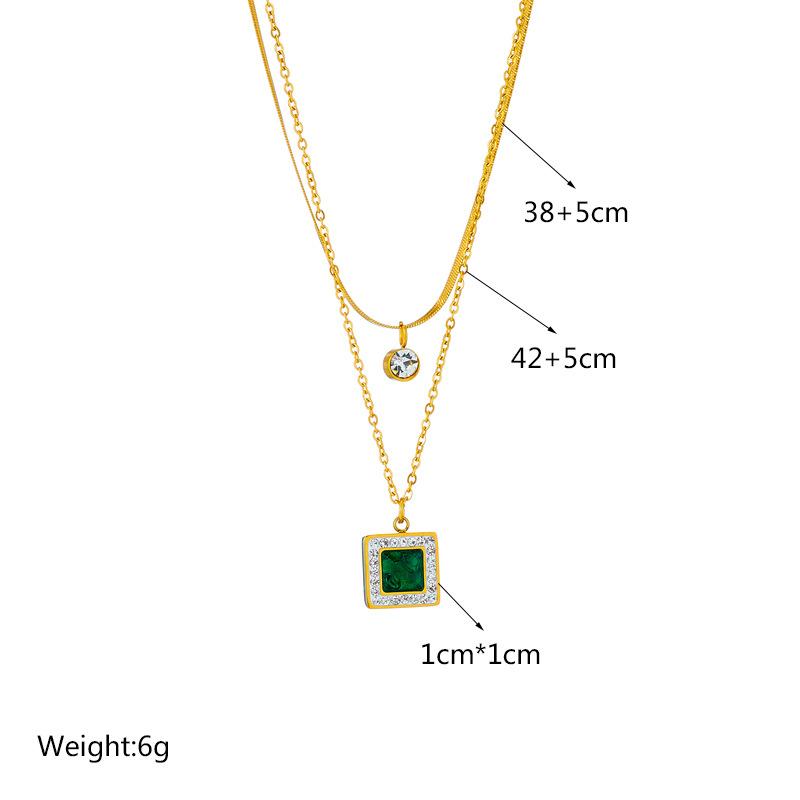 Ladies Zircon Two Layer Pendant Necklace and Bracelet Jewelry Set