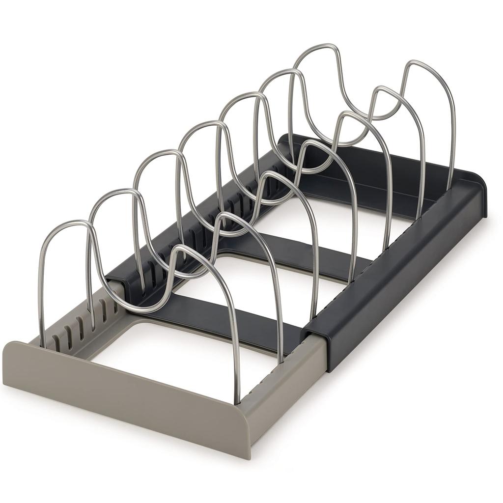 Expandable Pan and Flat Bottomed Pan Set-Adjustable Partition Stainless Steel Wire Storage Rack-Saving Kitchen Cabinet Organizer