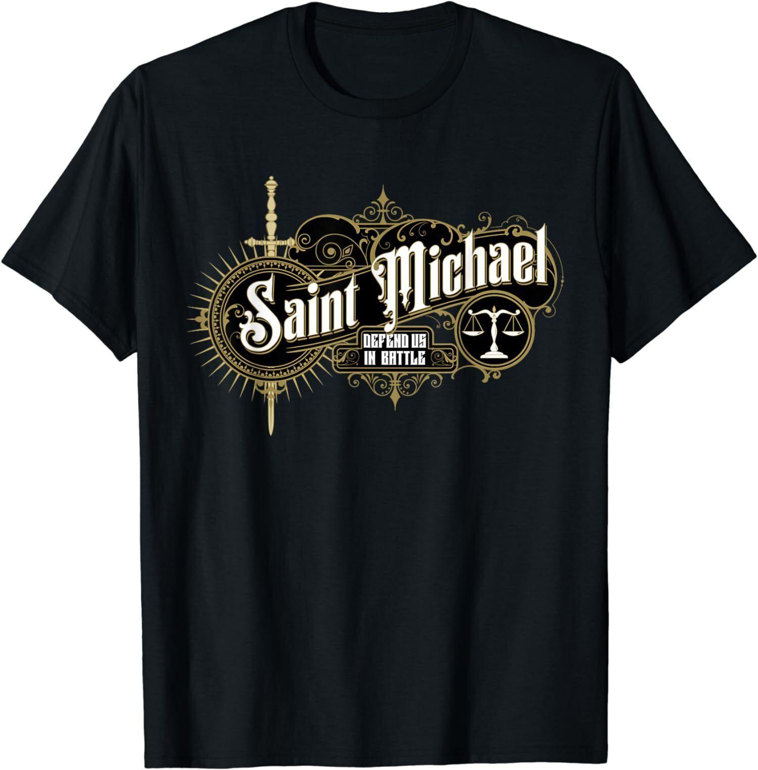 The Archangel Saint Michael Defend Us in Battle Catholic TShirt 100 Cotton ONeck Short Sleeve Summer Casual Mens Tshirt S