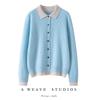 Women's Cashmere Blend Two-Tone Cable Knit Cardigan, Faux Two-Piece, Fold-Over Sweater, Loose Wool Coat