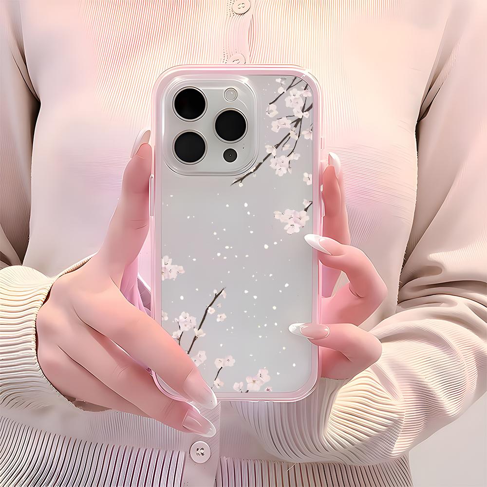 Cherry Blossom Pattern 2in1 Clear Phone Case For Samsung Galaxy S26 Ultra S25 S23 S24 S22 Plus A57 A37 A55 A54 A36 A35 A16 Cover