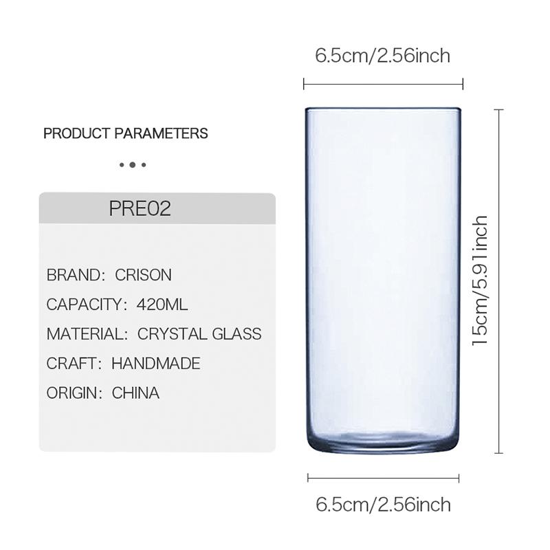 PRE02 CRISON Japanese Style Minimalist Colins Cup/cocktail Glass Household Minimalist Design Water Cup, Juice Cup