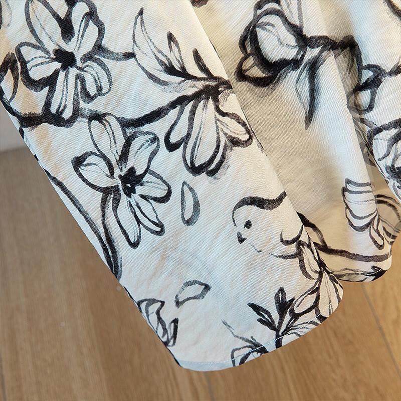 Women's Floral Print Elastic Waist A-line Maxi Skirt