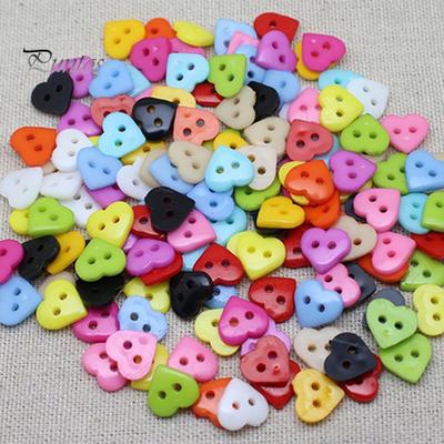 100PCs Heart Mixed Colors Resin Buttons Fit Sewing or Scrapbooking 10mm