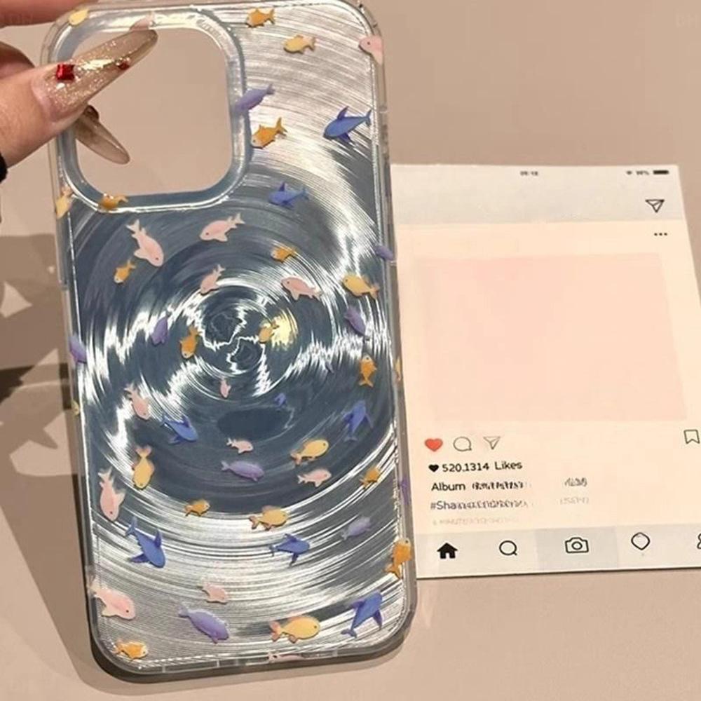 Submarine fish school is suitable for iPhone17 ProMax vortex mobile phone case 16 Apple 13/15 advanced 14 large holes