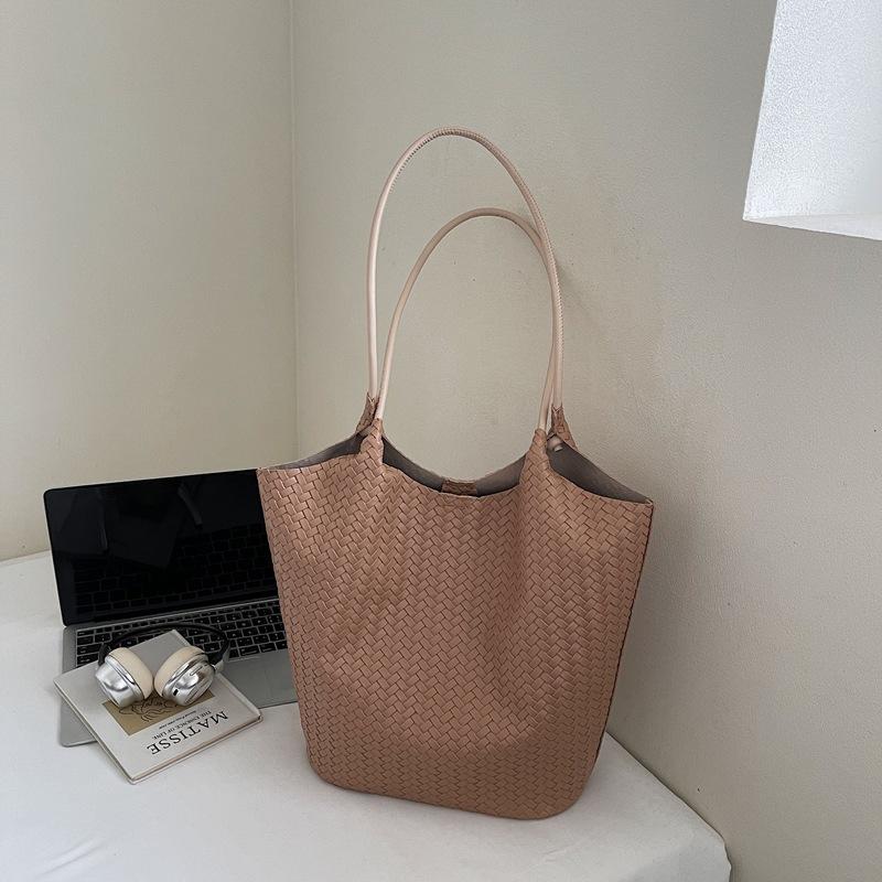 Simple and Retro Woven Pattern Bag, Commuter Single-shoulder Bag, Casual Large-capacity Tote Bag
